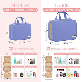 HOTOR Hanging Travel Toiletry Bag Aegean Blue side view