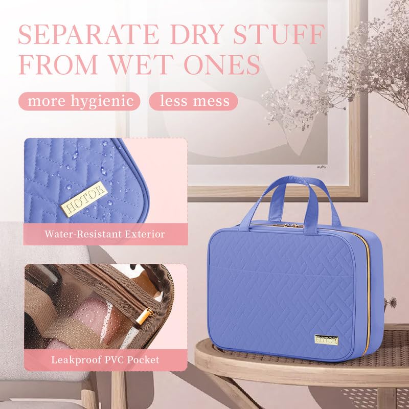 HOTOR Hanging Travel Toiletry Bag Aegean-Blue with grab handle