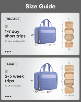 HOTOR Hanging Travel Toiletry Bag Aegean-Blue with toiletries inside