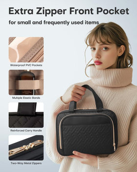 HOTOR Hanging Travel Toiletry Bag filled with toiletries