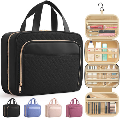 HOTOR Hanging Travel Toiletry Bag front view in black