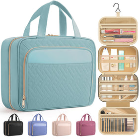 HOTOR Hanging Travel Toiletry Bag front view in light blue