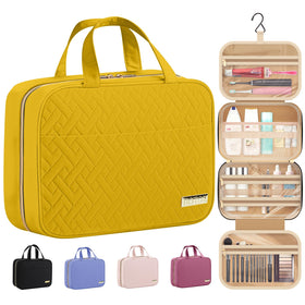 HOTOR Hanging Travel Toiletry Bag front view in yellow