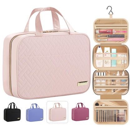 HOTOR Hanging Travel Toiletry Bag in Pale Pink, front view