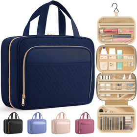 HOTOR Hanging Travel Toiletry Bag Medium Dark Blue front view