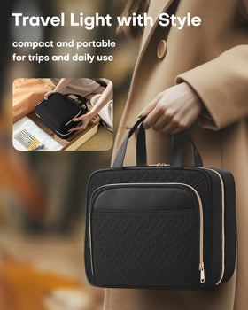 HOTOR Hanging Travel Toiletry Bag on a towel rack