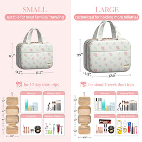 HOTOR Hanging Travel Toiletry Bag open showing compartments and hook