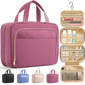 HOTOR Hanging Travel Toiletry Bag Rosewood-Pink front view