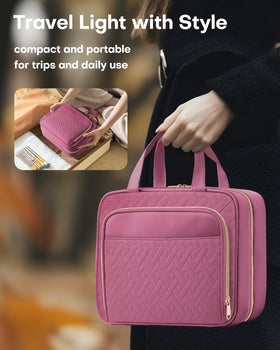HOTOR Hanging Travel Toiletry Bag Rosewood-Pink packaging view
