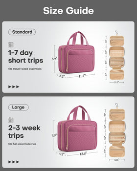 HOTOR Hanging Travel Toiletry Bag Rosewood-Pink side view