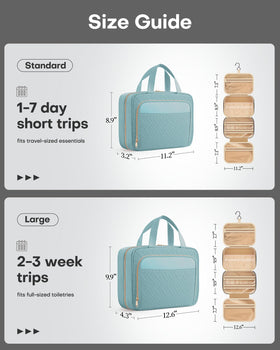 HOTOR Hanging Travel Toiletry Bag showing compartments and hook