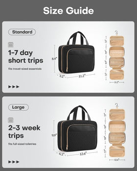 HOTOR Hanging Travel Toiletry Bag side view with zippers