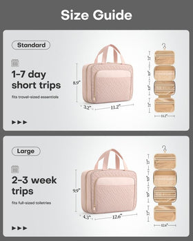 HOTOR Hanging Travel Toiletry Bag side view with zippers