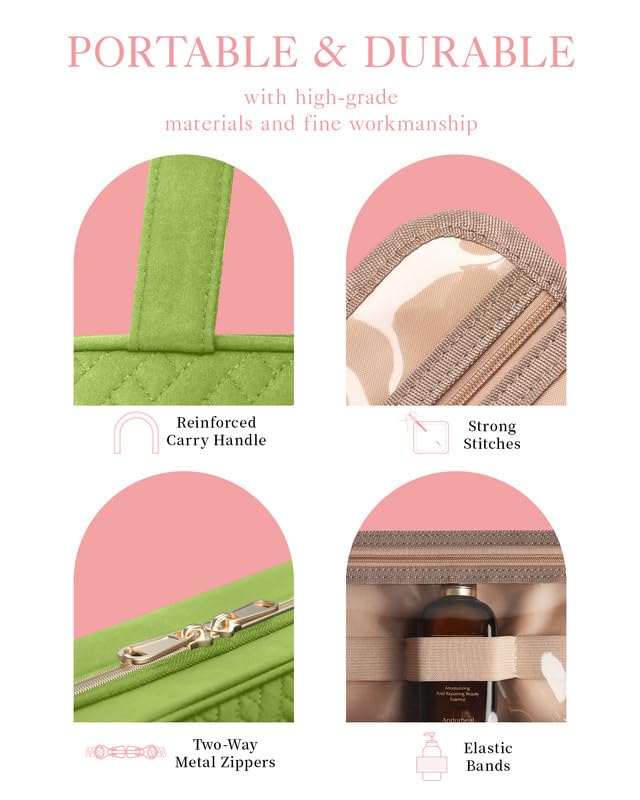 HOTOR toiletry bag being hung on a towel rack