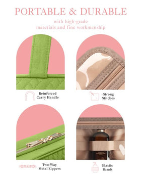 HOTOR toiletry bag being hung on a towel rack