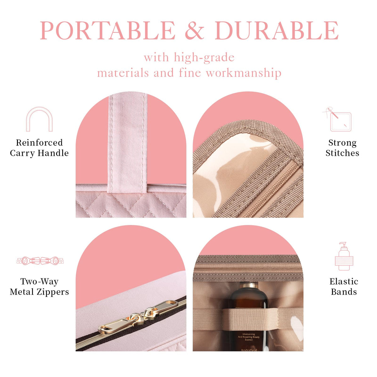 HOTOR Toiletry Bag with grab handle for easy carrying