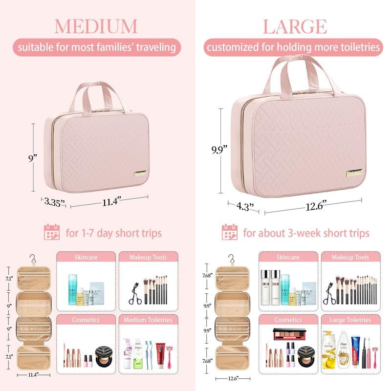 HOTOR Toiletry Bag with metal hook hanging from a towel rack