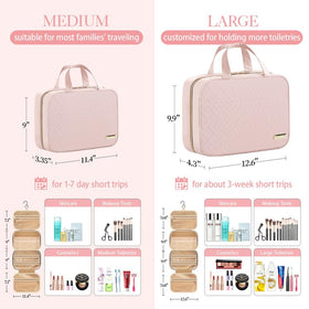 HOTOR Toiletry Bag with metal hook hanging from a towel rack