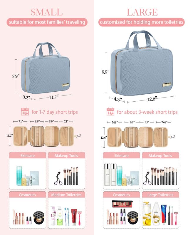 HOTOR toiletry bag with metal hook hanging on a towel rack