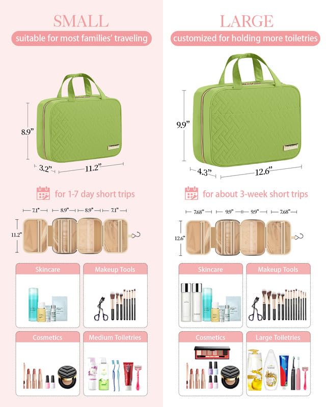 HOTOR travel toiletry bag with sturdy metal hook