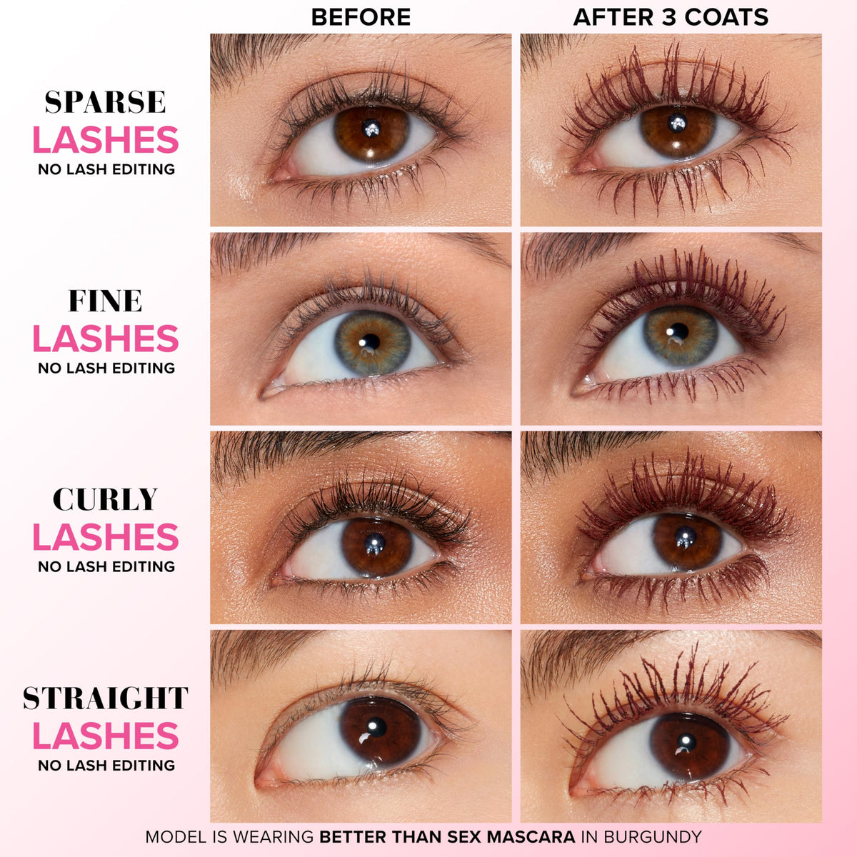 Hourglass-shaped brush of Too Faced Better Than Sex Mascara