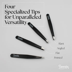 Houseify TWEEZIA pointed tip tweezers in leather case