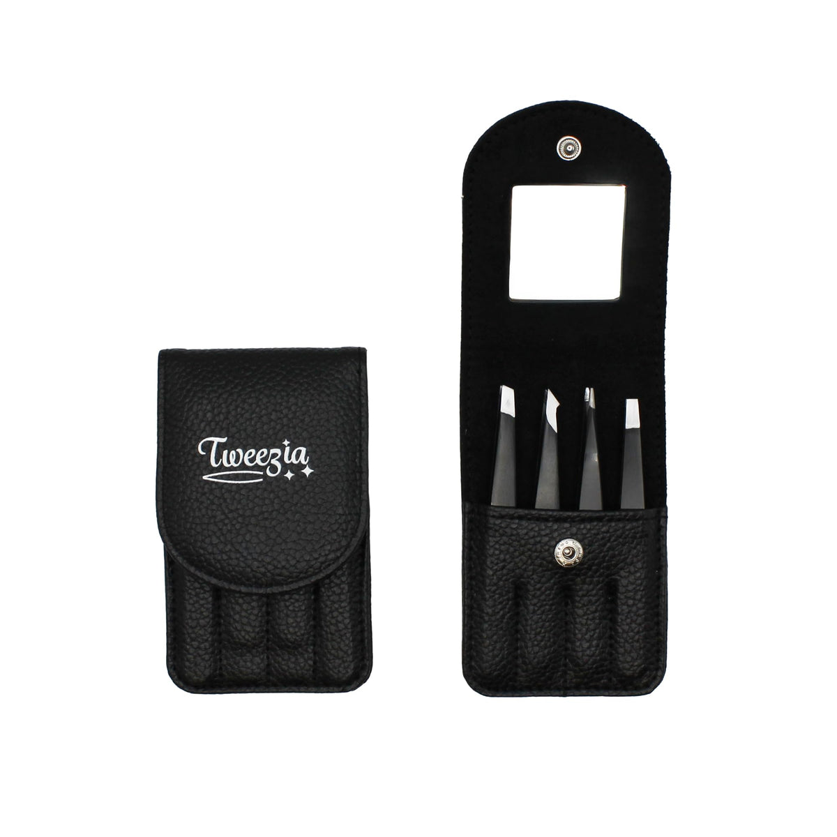 Houseify TWEEZIA stainless steel precision tweezers set with mirror case