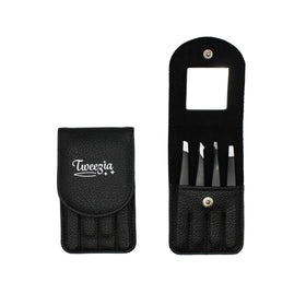 Houseify TWEEZIA stainless steel precision tweezers set with mirror case