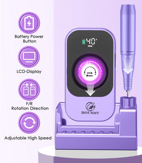 HOUSMV nail drill showing drill bits and sanding bands