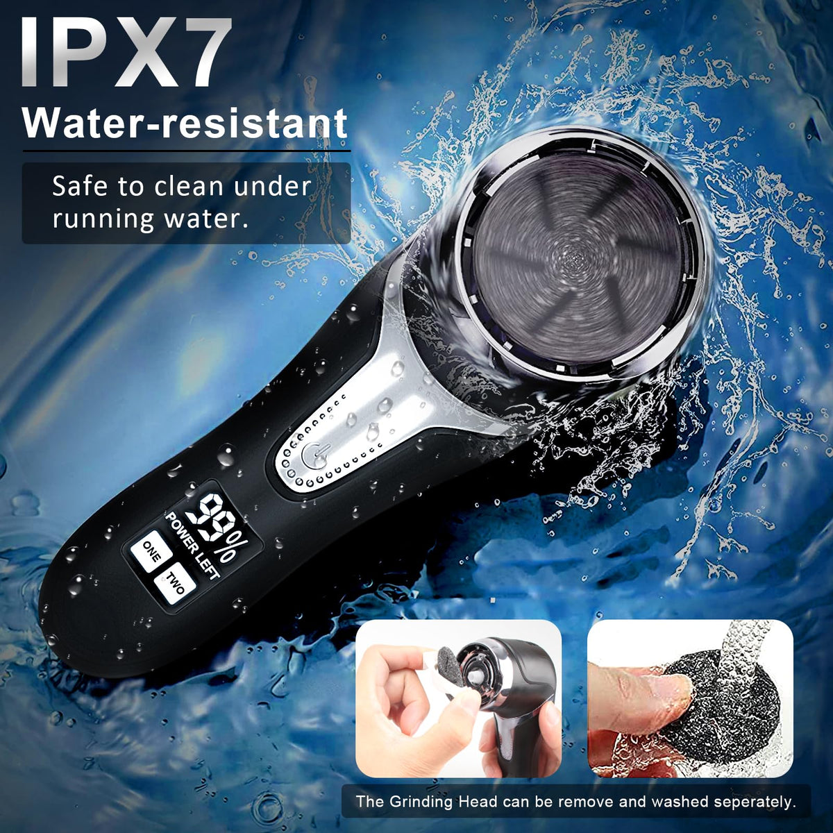 Hoxida callus remover demonstrating waterproof feature
