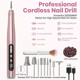Hoxida Cordless Nail Drill displaying speed settings