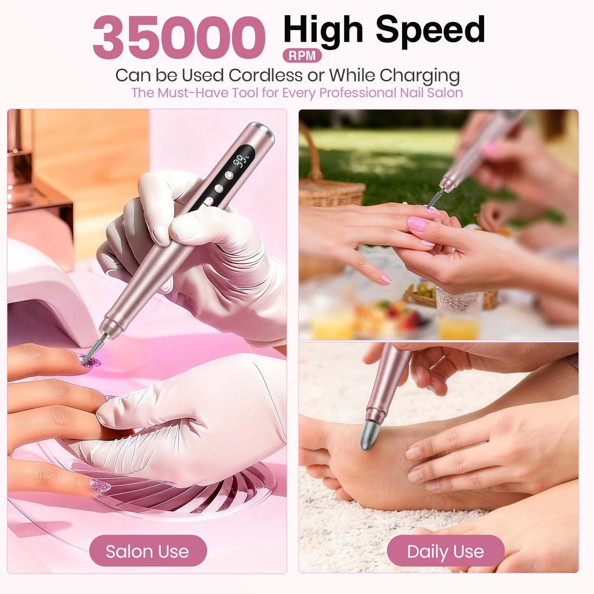 Hoxida Cordless Nail Drill in use for manicure
