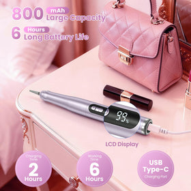 Hoxida Cordless Nail Drill in use on natural nails