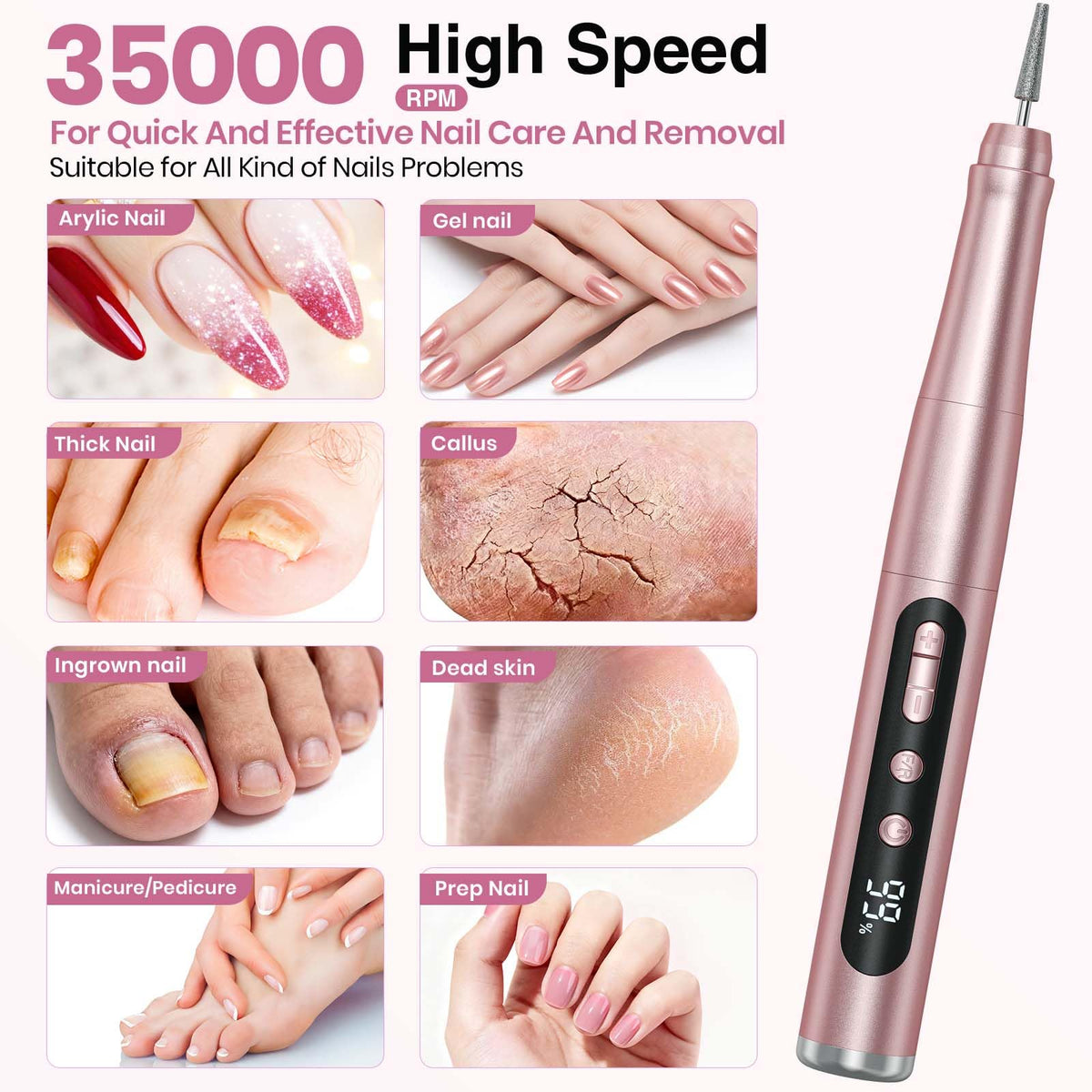 Hoxida Cordless Nail Drill lightweight design in hand
