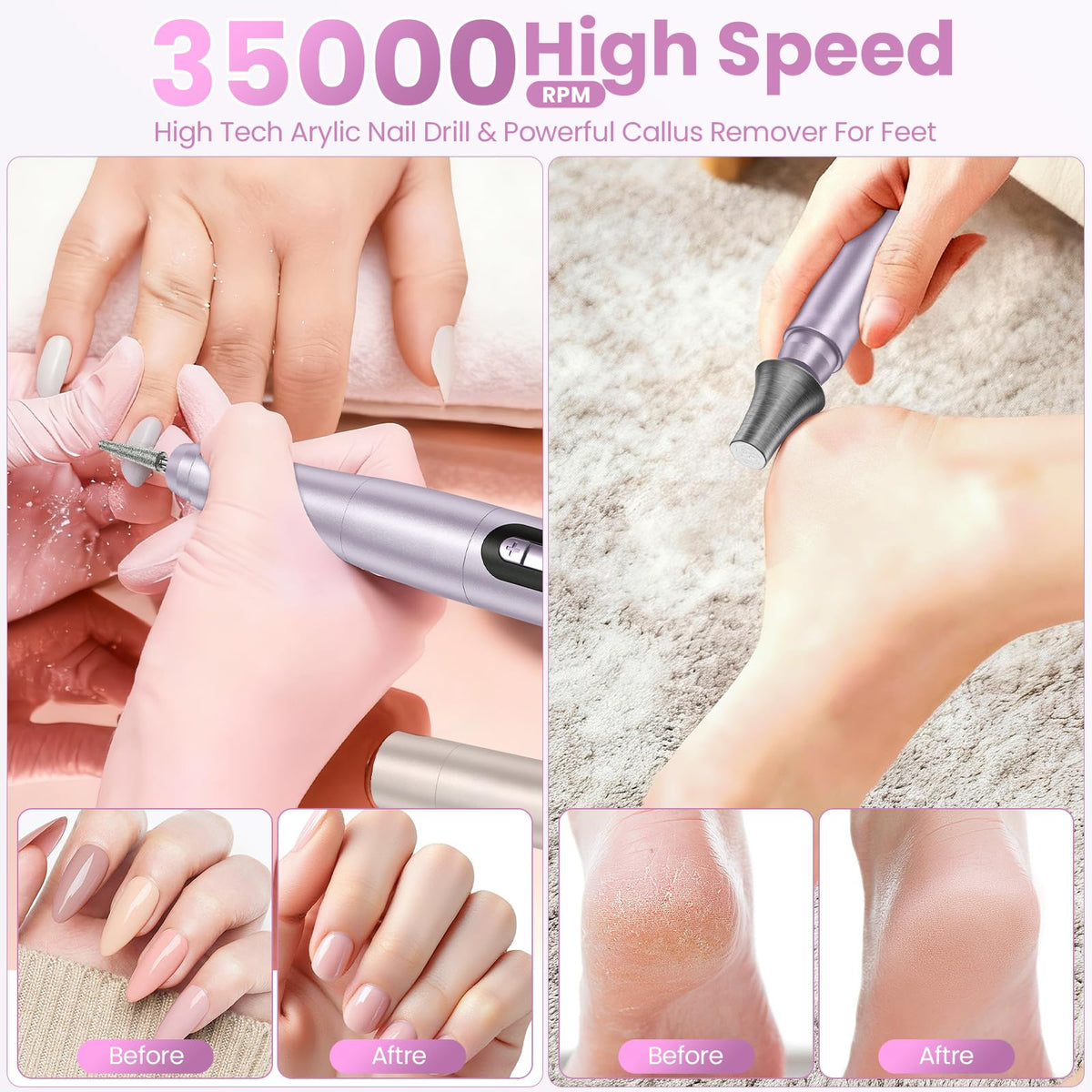 Hoxida Cordless Nail Drill with included drill bits and sanding bands