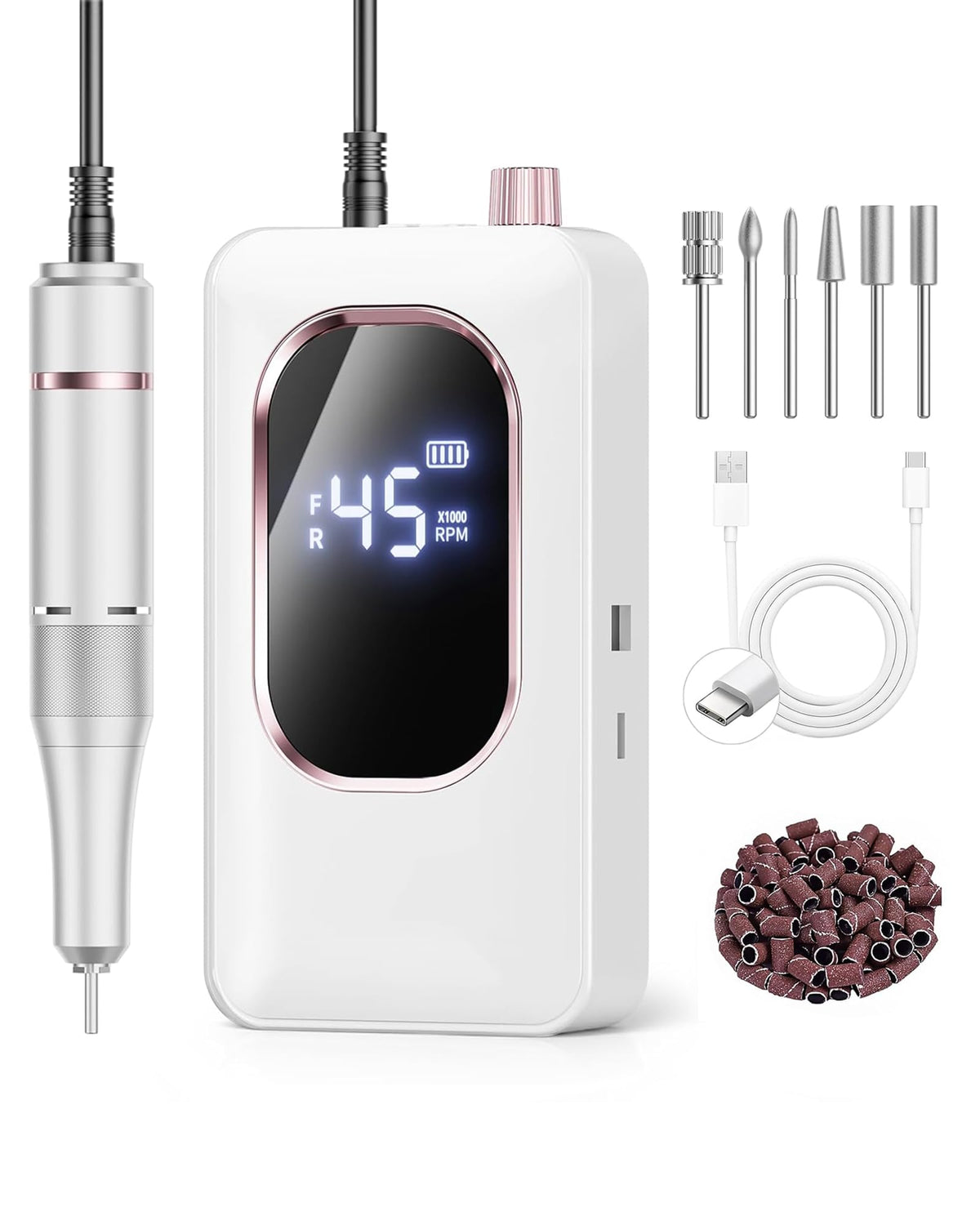 Hoxida Electric Nail Drill 45000RPM with LCD display