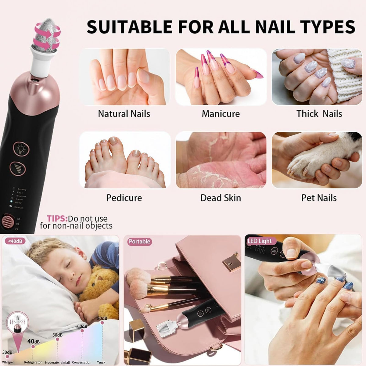 Hoxida Electric Nail File with dust shield