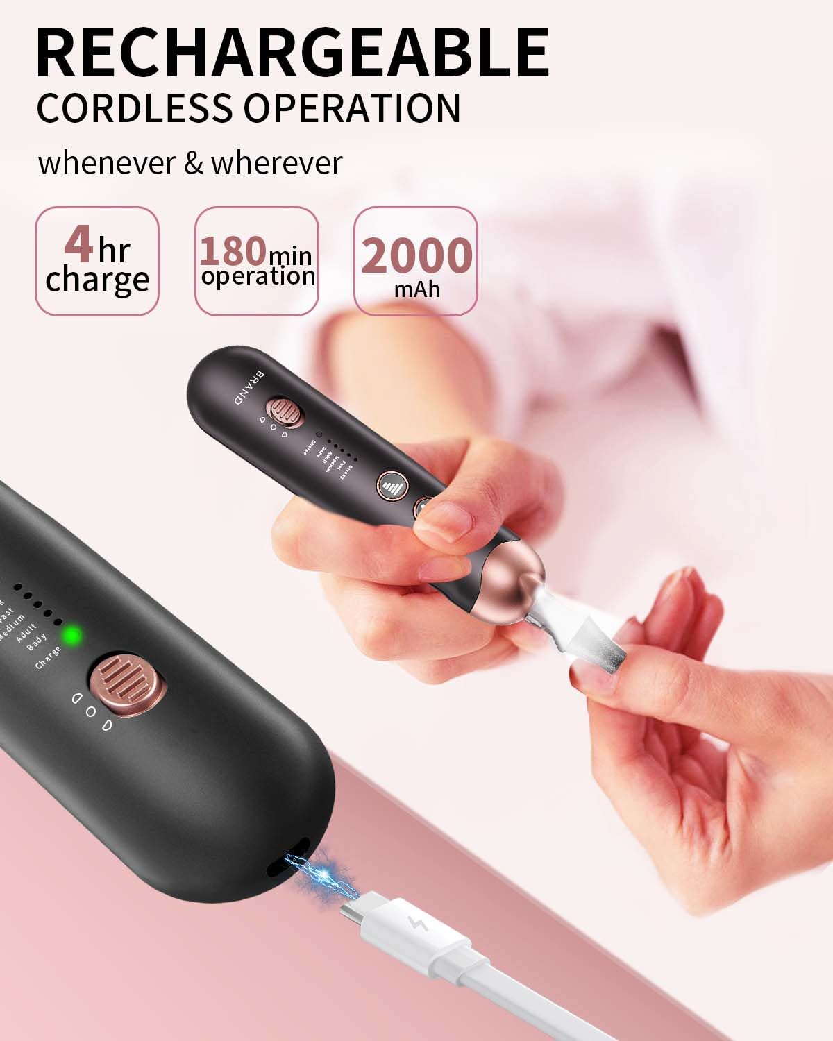 Hoxida Electric Nail File with Type-C charging cable