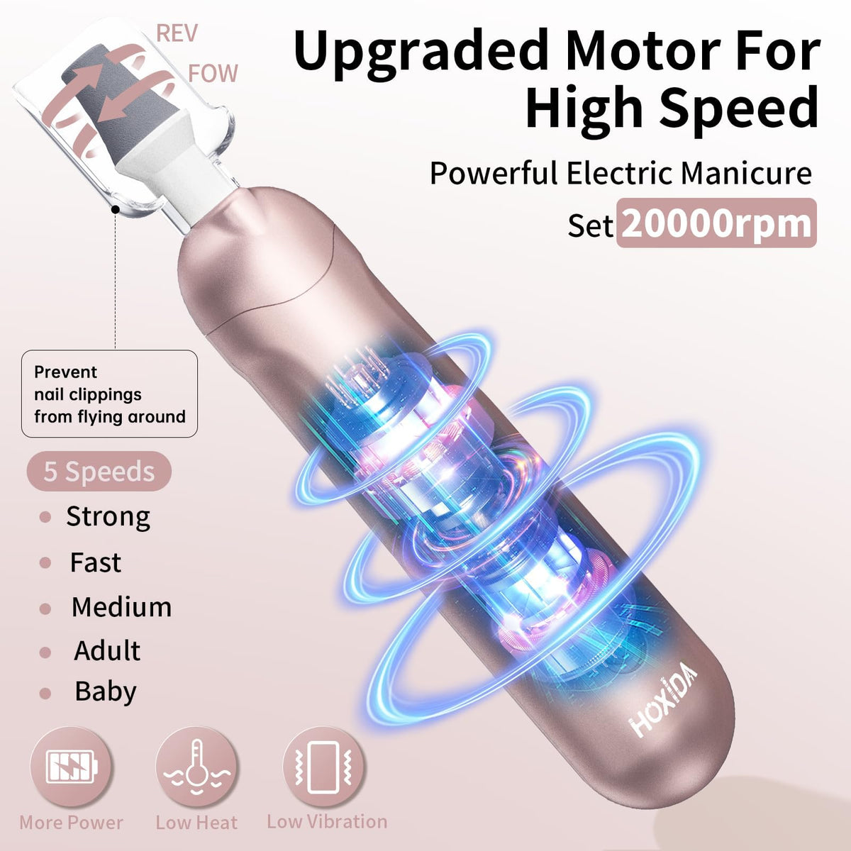 Hoxida Nail Drill Grinder in use during a manicure