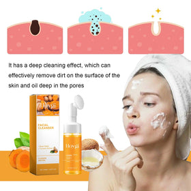 HOYGI Turmeric Face Wash with brush close-up
