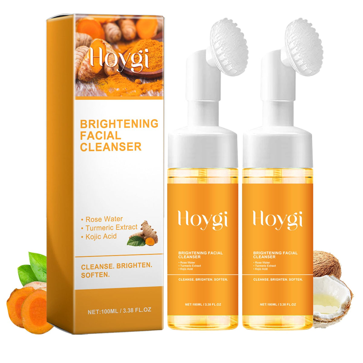 HOYGI Turmeric Face Wash with Brush front view