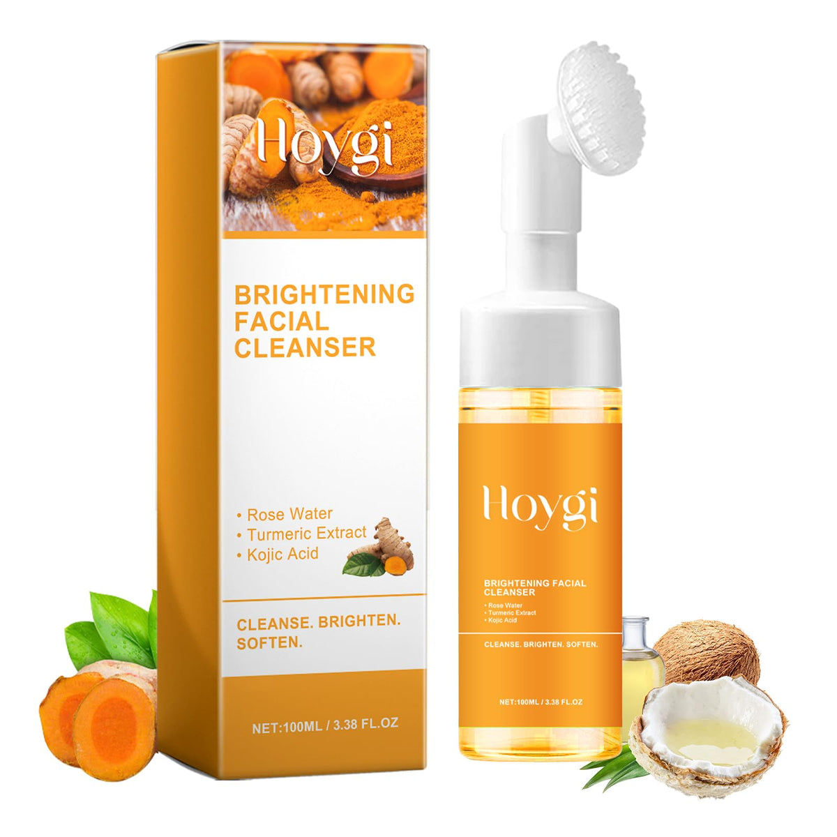 HOYGI Turmeric Face Wash with Brush front view