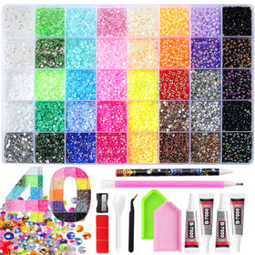 HRLbrc 50000Pcs multicolor rhinestones bedazzler kit front view