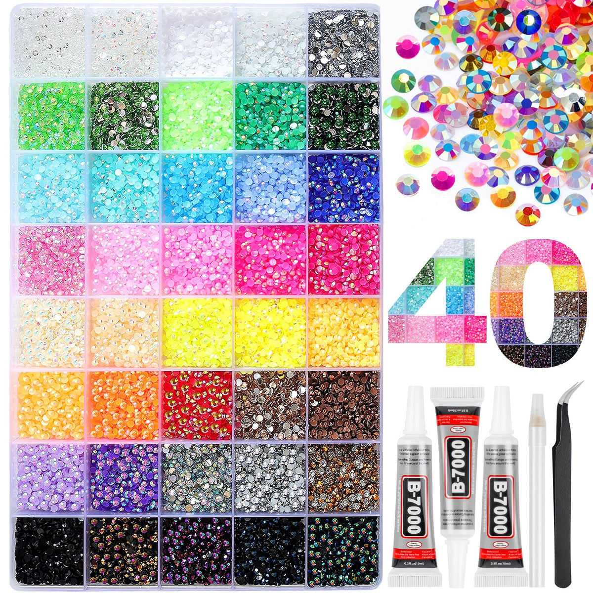 HRLbrc Rhinestones Bedazzler Kit 50000Pcs with 40 colors