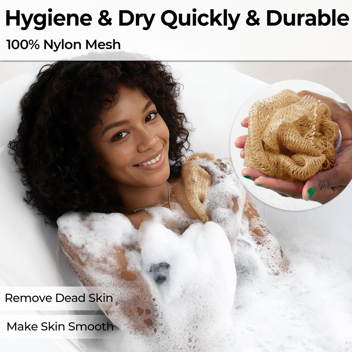 Hrsqu African Exfoliating Net Sponge stretched to 45 inches