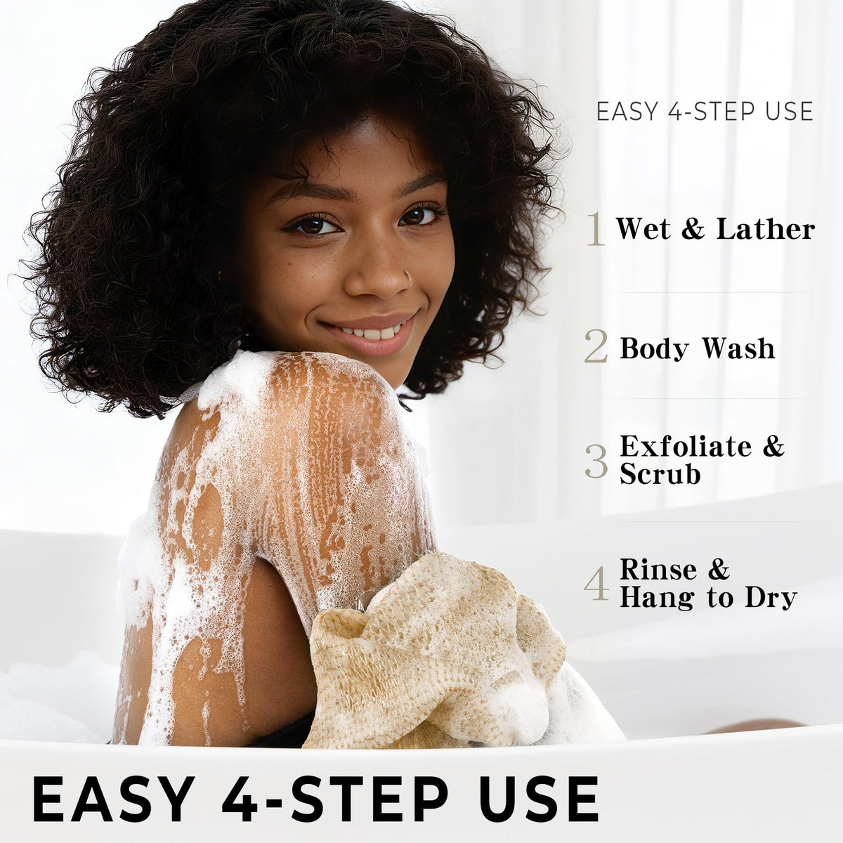 Hrsqu African Exfoliating Net Sponge with cotton rope handles