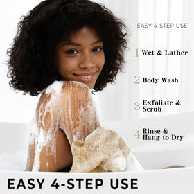 Hrsqu African Exfoliating Net Sponge with cotton rope handles