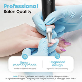 HSKAI Electric Nail File Drill with LED light on