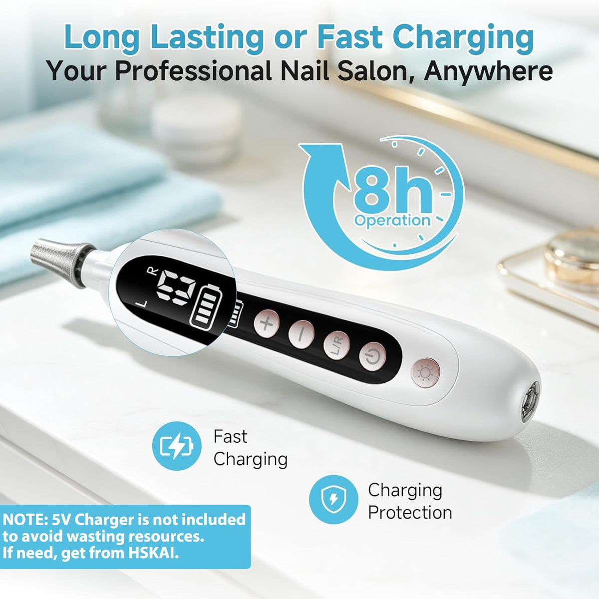 HSKAI Electric Nail File with sanding bands