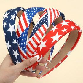 Huachi 4th of July headbands set of four in red, white, and blue